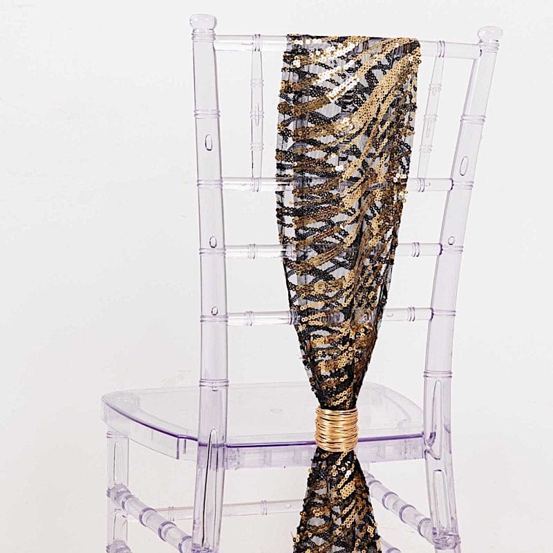 5 Wave Mesh Chair Sashes with Embroidered Sequins