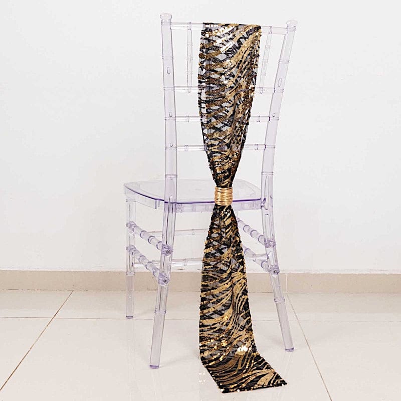 5 Wave Mesh Chair Sashes with Embroidered Sequins