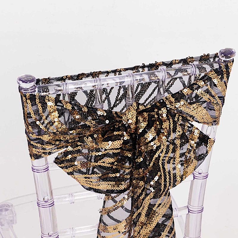 5 Wave Mesh Chair Sashes with Embroidered Sequins