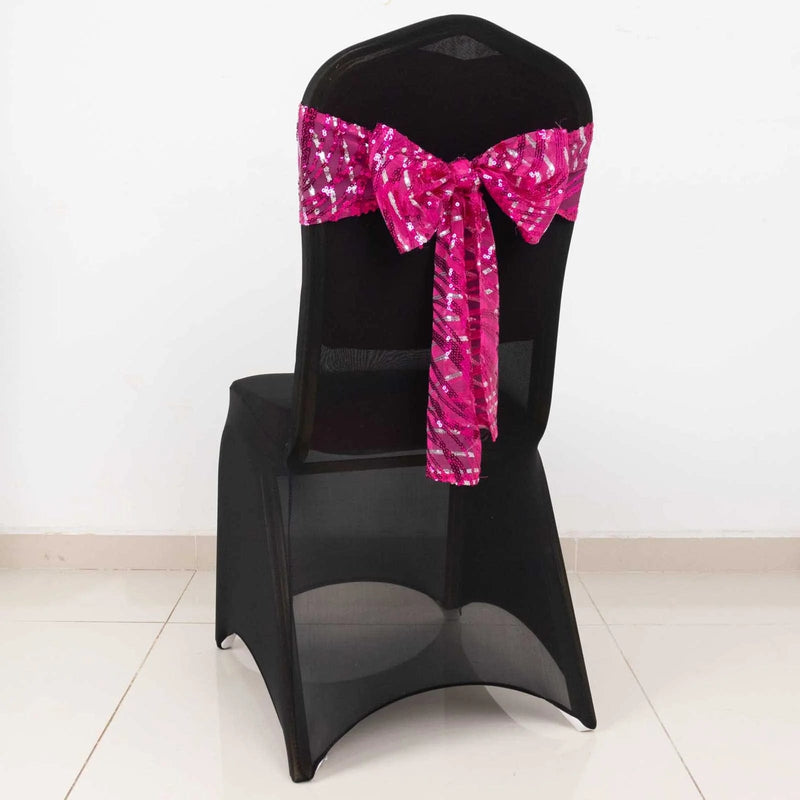5 Wave Mesh Chair Sashes with Embroidered Sequins