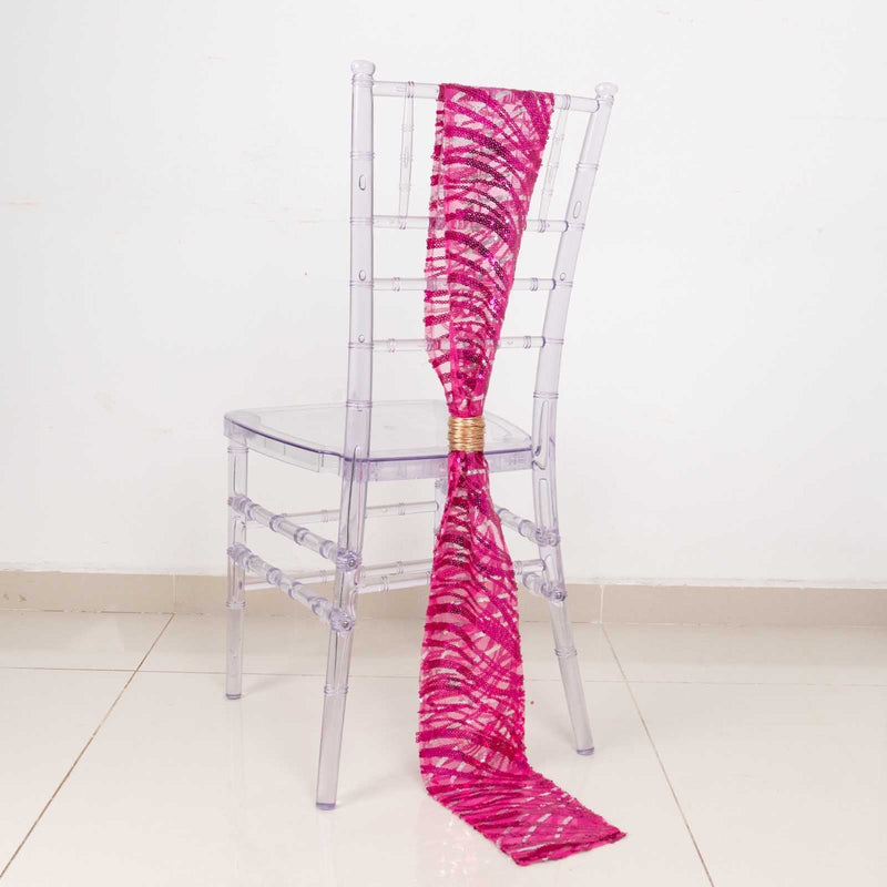 5 Wave Mesh Chair Sashes with Embroidered Sequins