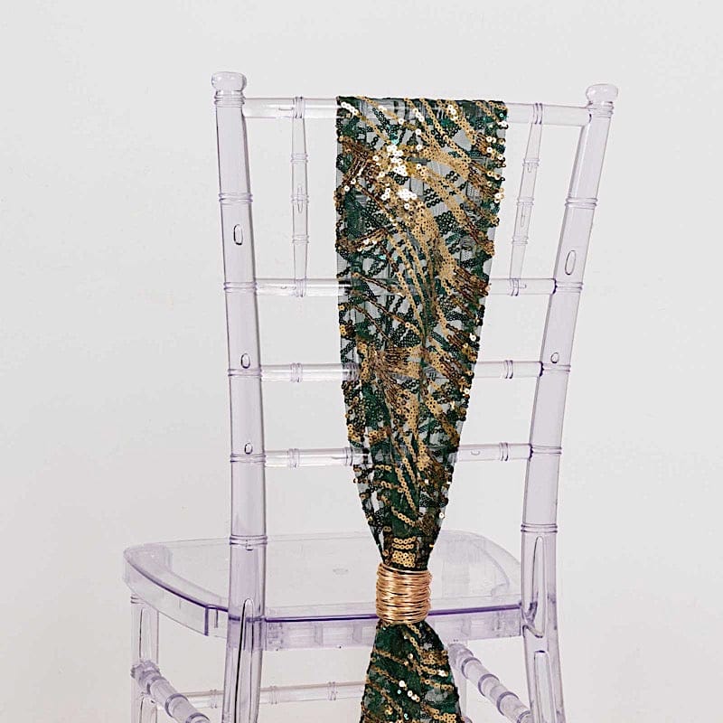 5 Wave Mesh Chair Sashes with Embroidered Sequins
