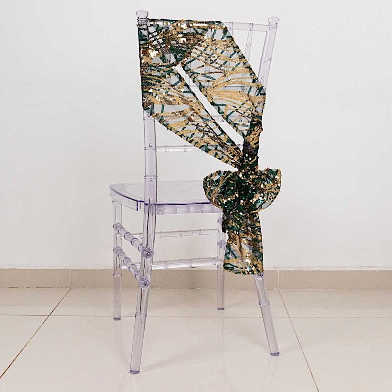 5 Wave Mesh Chair Sashes with Embroidered Sequins