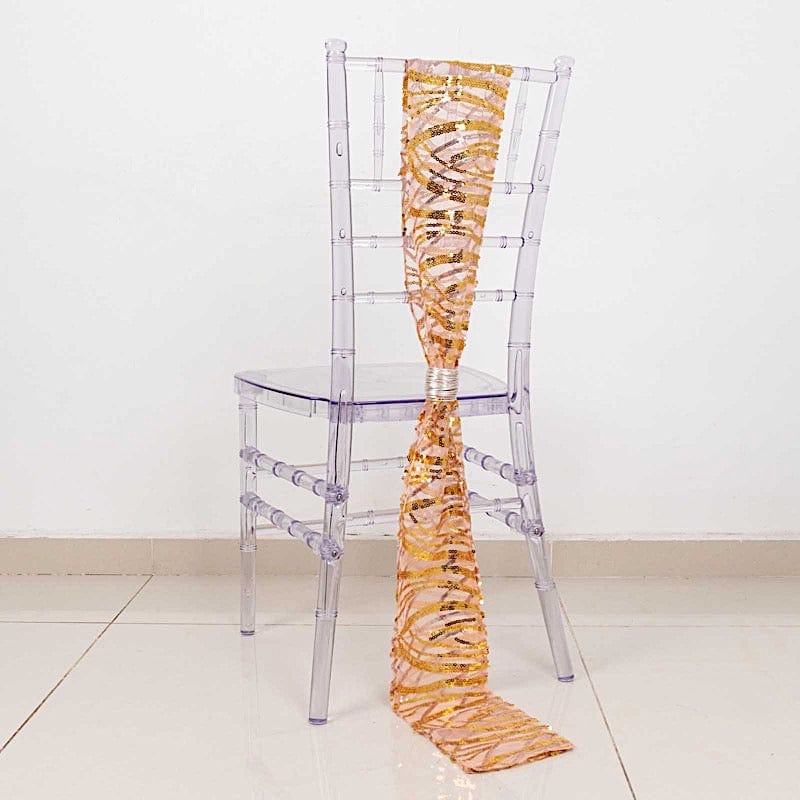 5 Wave Mesh Chair Sashes with Embroidered Sequins
