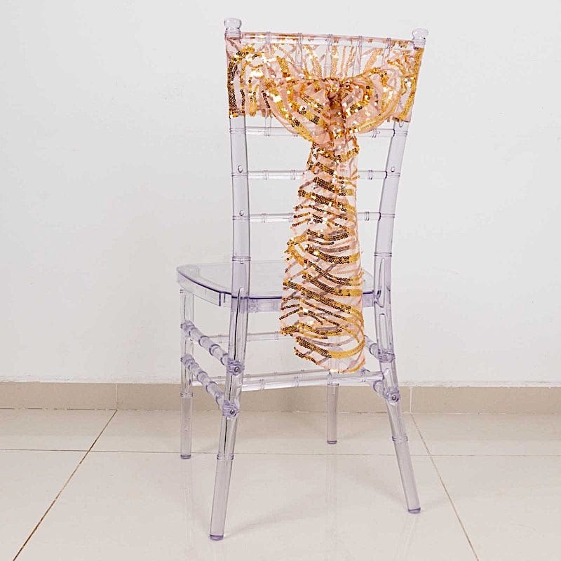 5 Wave Mesh Chair Sashes with Embroidered Sequins