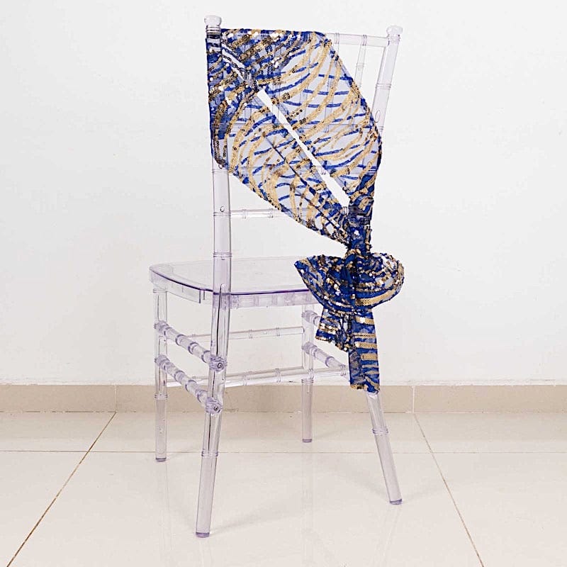 5 Wave Mesh Chair Sashes with Embroidered Sequins