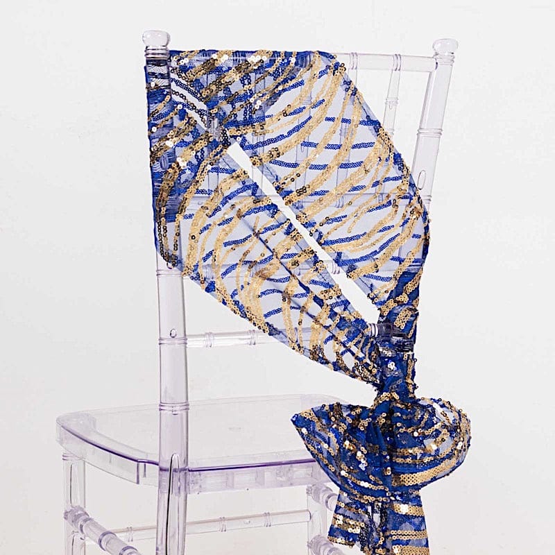 5 Wave Mesh Chair Sashes with Embroidered Sequins