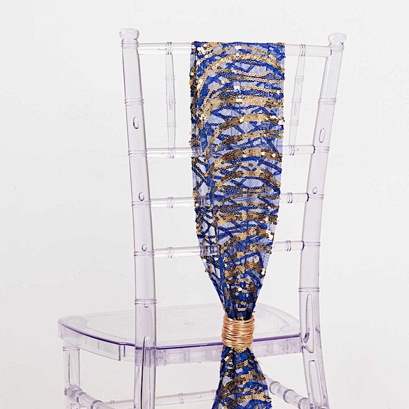 5 Wave Mesh Chair Sashes with Embroidered Sequins