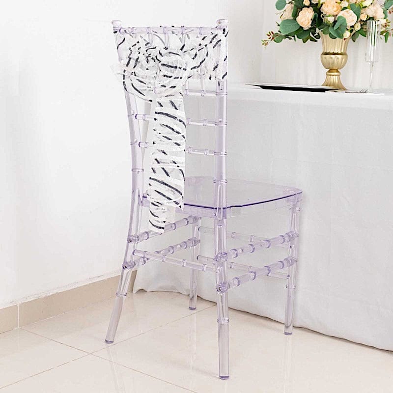 5 Wave Mesh Chair Sashes with Embroidered Sequins