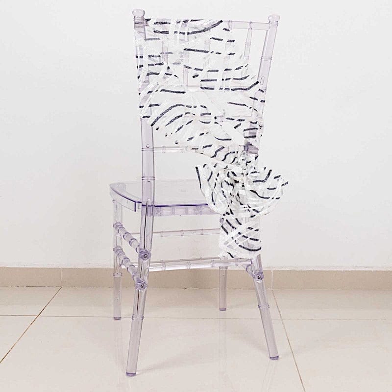 5 Wave Mesh Chair Sashes with Embroidered Sequins