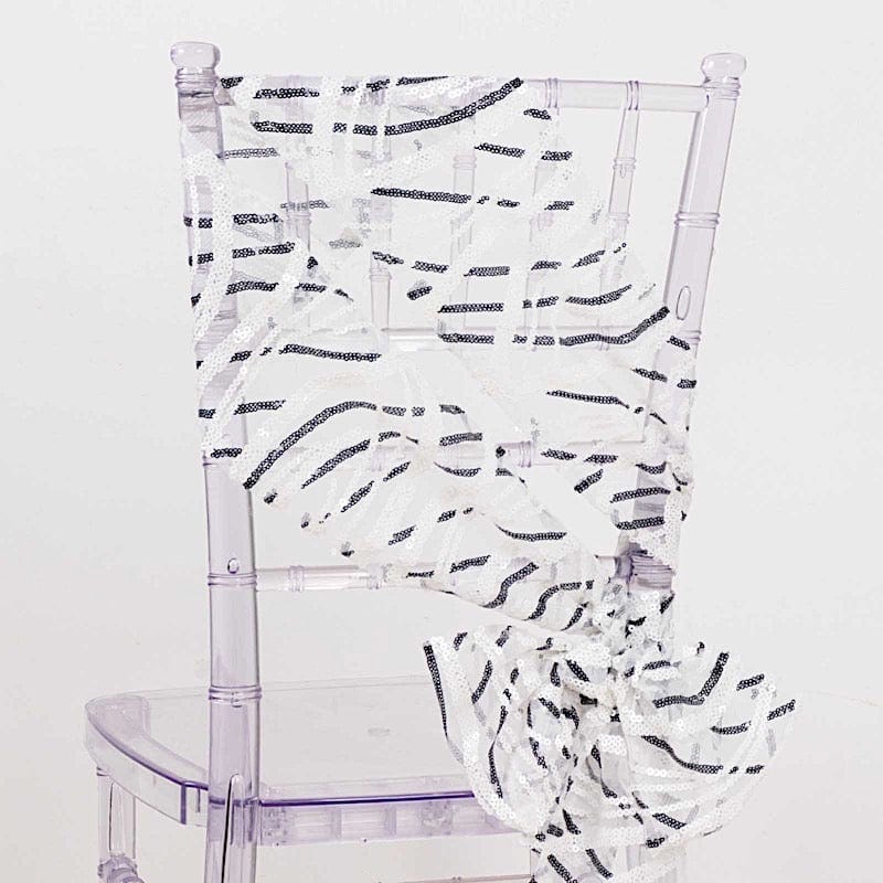 5 Wave Mesh Chair Sashes with Embroidered Sequins