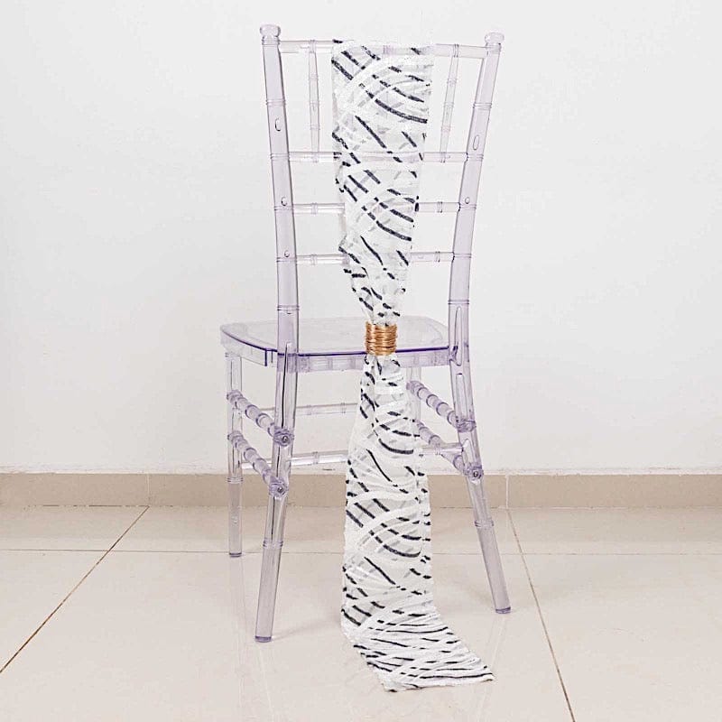 5 Wave Mesh Chair Sashes with Embroidered Sequins