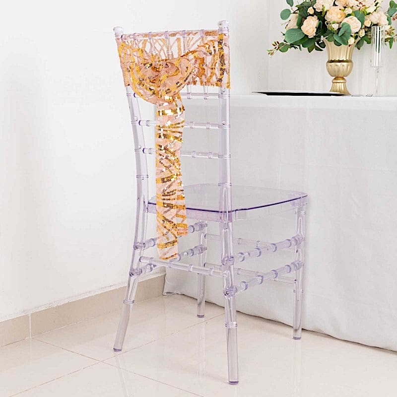 5 Wave Mesh Chair Sashes with Embroidered Sequins