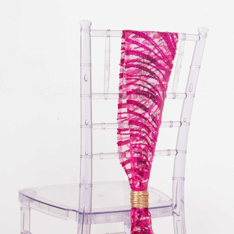 5 Wave Mesh Chair Sashes with Embroidered Sequins