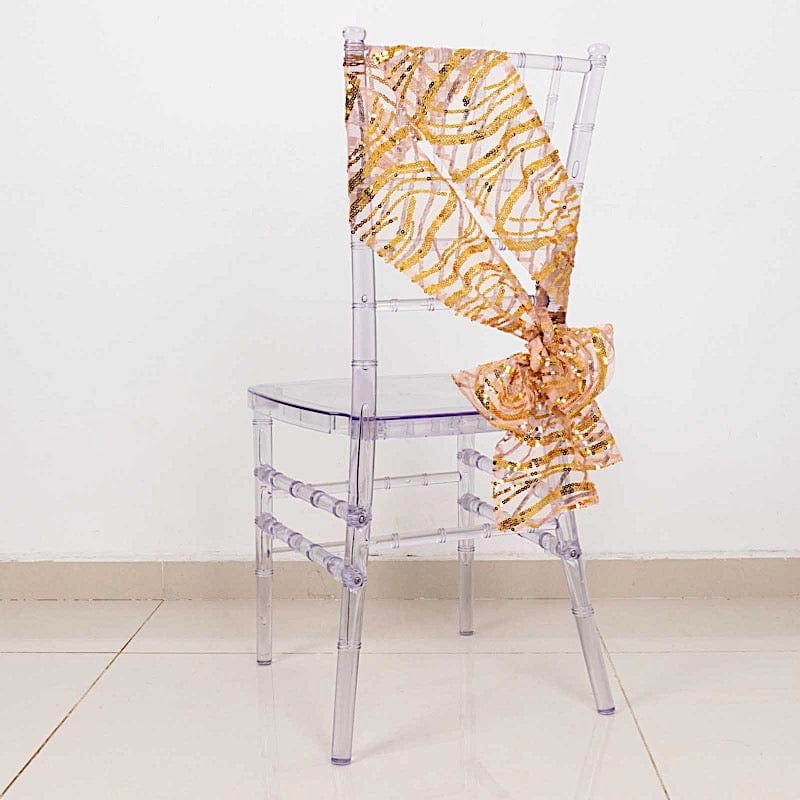 5 Wave Mesh Chair Sashes with Embroidered Sequins SASH_02_WAVE_L_BLKGD-4