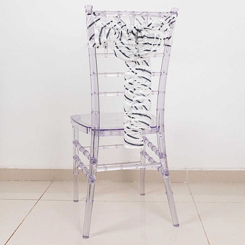 5 Wave Mesh Chair Sashes with Embroidered Sequins SASH_02_WAVE_L_WHBK