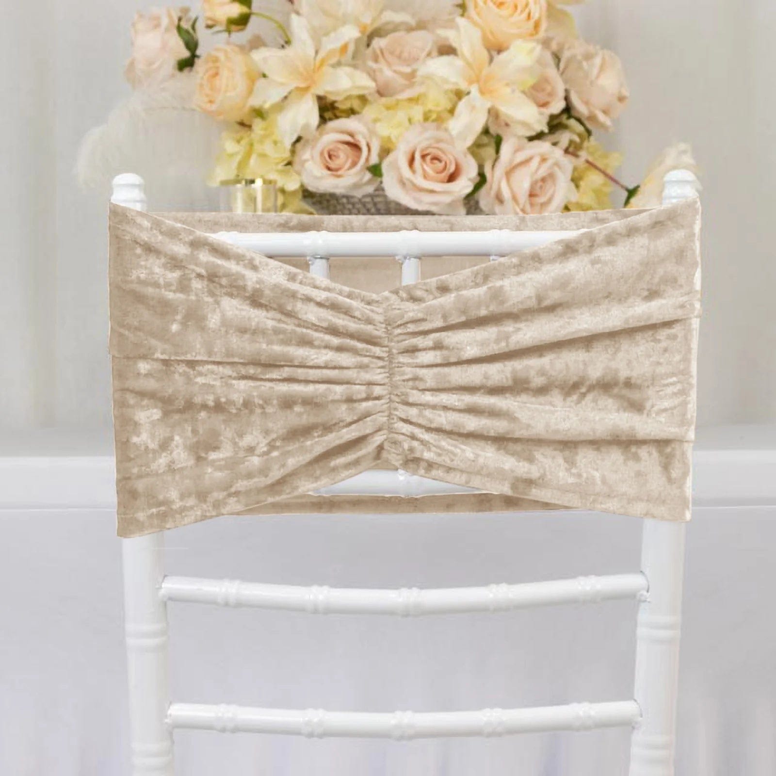 5 Wide Ruffle Crushed Velvet Chair Sashes