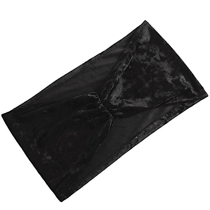 5 Wide Ruffle Crushed Velvet Chair Sashes SASH_VEL01_W_BLK