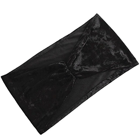 5 Wide Ruffle Crushed Velvet Chair Sashes SASH_VEL01_W_BLK