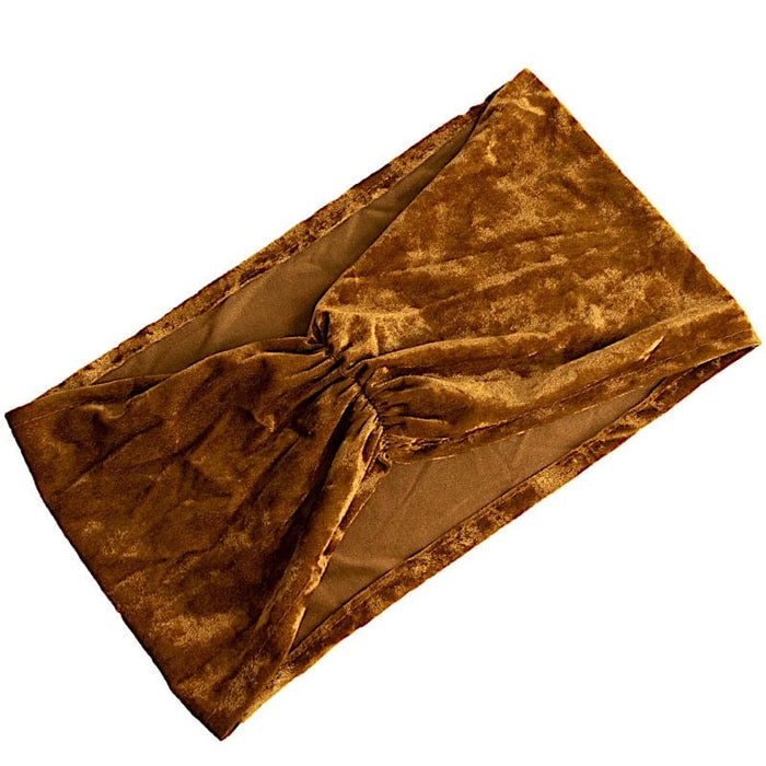 5 Wide Ruffle Crushed Velvet Chair Sashes SASH_VEL01_W_GOLD
