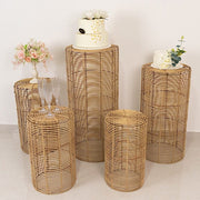 5 Woven Rattan Wicker Plant Stands - Natural PROP_BOX_WAV01_SET5_NAT