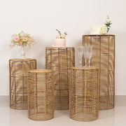 5 Woven Rattan Wicker Plant Stands - Natural PROP_BOX_WAV01_SET5_NAT