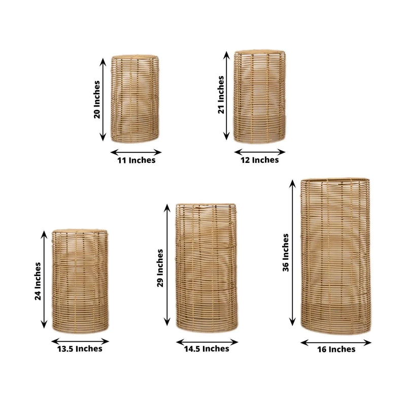 5 Woven Rattan Wicker Plant Stands - Natural PROP_BOX_WAV01_SET5_NAT