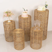 5 Woven Rattan Wicker Plant Stands - Natural PROP_BOX_WAV01_SET5_NAT