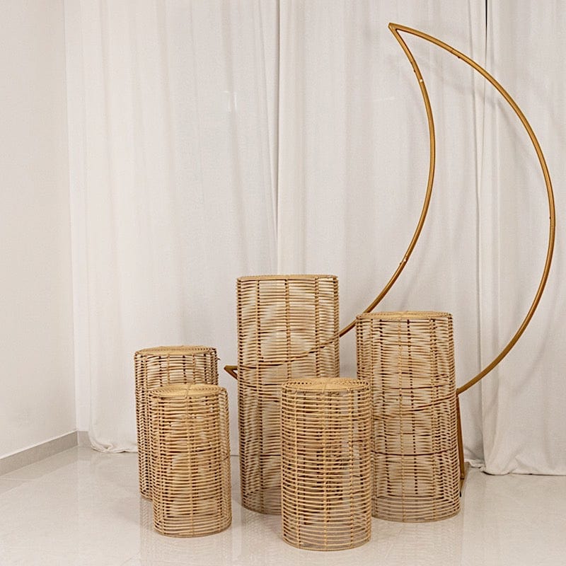 5 Woven Rattan Wicker Plant Stands - Natural PROP_BOX_WAV01_SET5_NAT