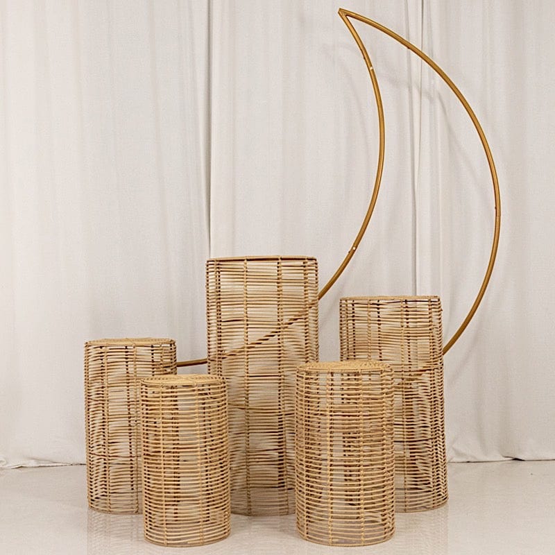 5 Woven Rattan Wicker Plant Stands - Natural PROP_BOX_WAV01_SET5_NAT