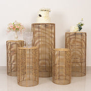 5 Woven Rattan Wicker Plant Stands - Natural PROP_BOX_WAV01_SET5_NAT