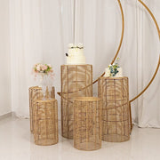 5 Woven Rattan Wicker Plant Stands - Natural PROP_BOX_WAV01_SET5_NAT