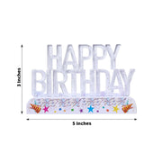 5" x 3" Acrylic Multicolor Flashing LED Happy Birthday Cake Topper - Clear WOD_METLTR07_BDAY_ASST
