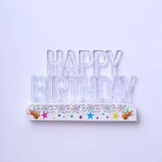 5" x 3" Acrylic Multicolor Flashing LED Happy Birthday Cake Topper - Clear WOD_METLTR07_BDAY_ASST
