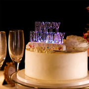 5" x 3" Acrylic Multicolor Flashing LED Happy Birthday Cake Topper - Clear WOD_METLTR07_BDAY_ASST