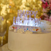 5" x 3" Acrylic Multicolor Flashing LED Happy Birthday Cake Topper - Clear WOD_METLTR07_BDAY_ASST