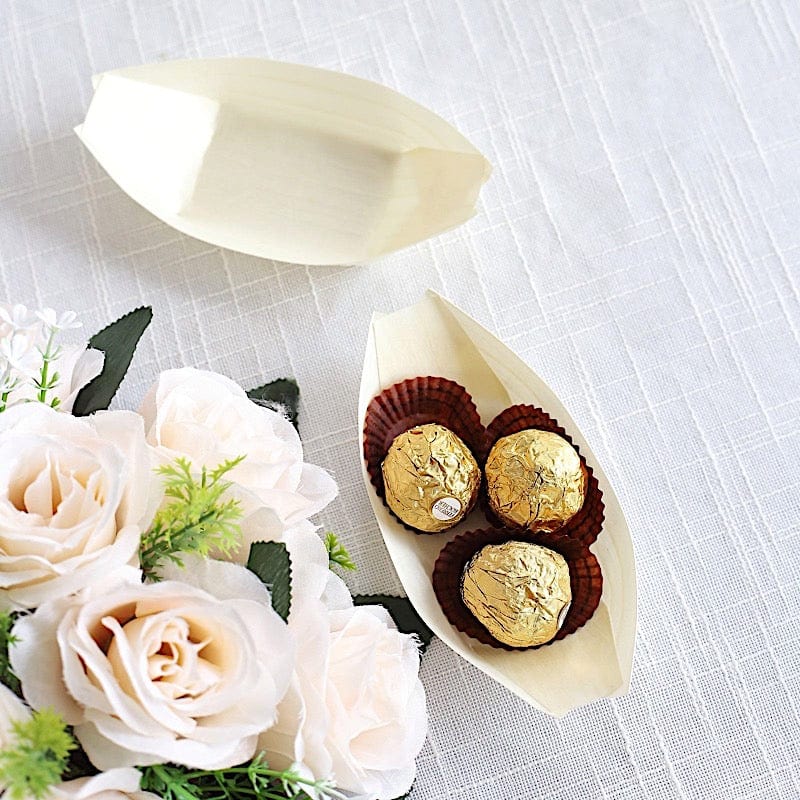 50 Biodegradable Pine Wood Boat Shaped Food Trays - Natural DSP_BIRC_BO001_6