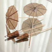 50 Biodegradable Tiki Hut Paper Umbrella Skewers Picks - Natural DSP_BIRC_P021