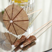 50 Biodegradable Tiki Hut Paper Umbrella Skewers Picks - Natural DSP_BIRC_P021