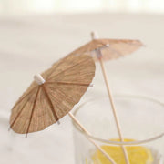 50 Biodegradable Tiki Hut Paper Umbrella Skewers Picks - Natural DSP_BIRC_P021