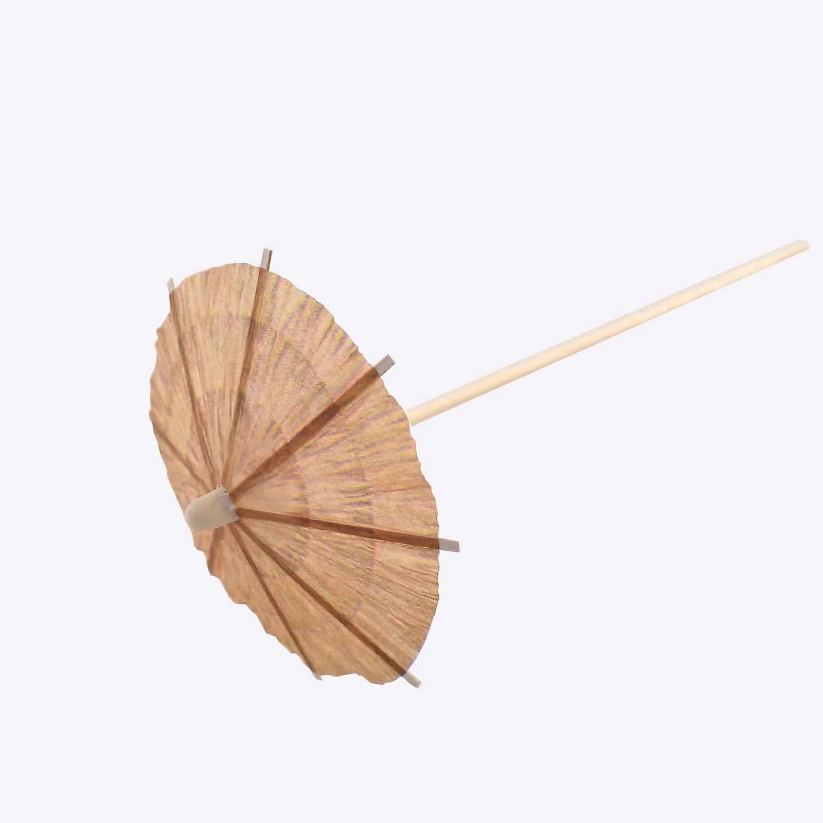 50 Biodegradable Tiki Hut Paper Umbrella Skewers Picks - Natural DSP_BIRC_P021
