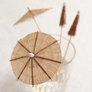 50 Biodegradable Tiki Hut Paper Umbrella Skewers Picks - Natural DSP_BIRC_P021