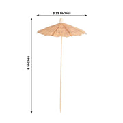 50 Biodegradable Tiki Hut Paper Umbrella Skewers Picks - Natural DSP_BIRC_P021