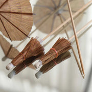 50 Biodegradable Tiki Hut Paper Umbrella Skewers Picks - Natural DSP_BIRC_P021
