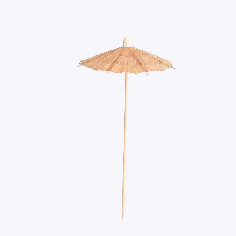 50 Biodegradable Tiki Hut Paper Umbrella Skewers Picks - Natural DSP_BIRC_P021