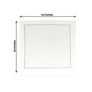 50 Cotton Cocktail Napkins with Black Hemstitched Border - White NAP_BEV_DSPLIN_4X4_WHT