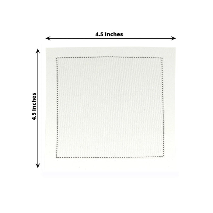 50 Cotton Cocktail Napkins with Black Hemstitched Border - White NAP_BEV_DSPLIN_4X4_WHT