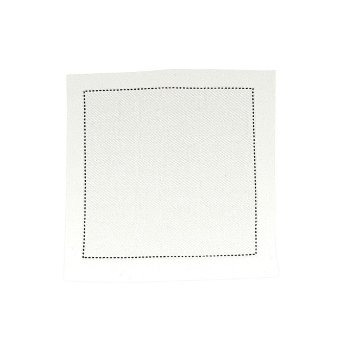 50 Cotton Cocktail Napkins with Black Hemstitched Border - White NAP_BEV_DSPLIN_4X4_WHT