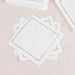 50 Cotton Cocktail Napkins with Black Hemstitched Border - White NAP_BEV_DSPLIN_4X4_WHT