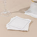 50 Cotton Cocktail Napkins with Black Hemstitched Border - White NAP_BEV_DSPLIN_4X4_WHT